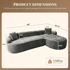 99" Curved Sectional Sofa with Chaise, Modern Boneless Couch with Deep Seat - Image 3