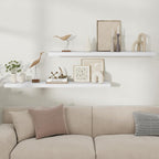 Fun Memories Floating Shelves for Wall, 48 Inch Long Set of 2 Rustic Wood Wall - Image 2