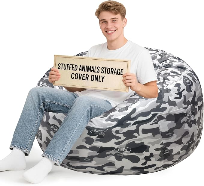 Lukeight Camo Stuffed Animals Storage Bean Bag Chair Cover by Lukeight
