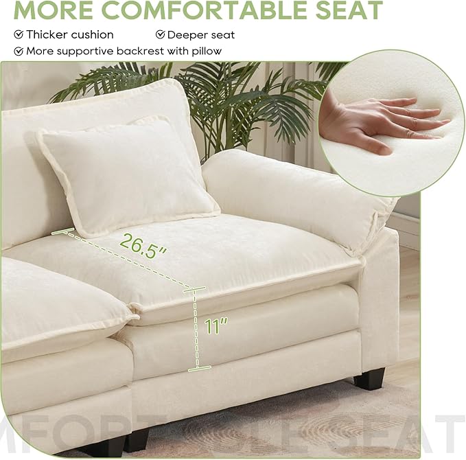 Oprisen 154" Modular Sectional Sofa, Comfy Cloud Couch Sectional Sofa - Image 4