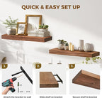 24x8x1.6 inch Floating Shelves Set of 2 – Solid Wood Rustic Brown Wall Mounted - Image 5