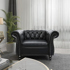 Mid-Century Sofa Chair, Faux Leather Accent Chair - Image 3