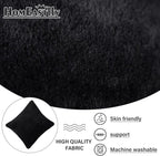 Lazy Chair with Ottoman, Large Black Accent Chair with Ottoman and FA Throw - Image 8
