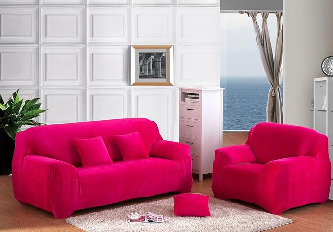 vctops 1-Piece Velvet Plush Stretch Loveseat Sofa Slipcover - Image 2
