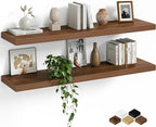 Fun Memories Floating Shelves for Wall, 40 Inch Long Set of 2 Rustic Wood Wall by FunMemories
