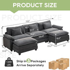 Oprisen 120" Modular Sectional Sofa, Comfy Cloud Couch Sectional Sofa - Image 2