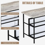 AWQM Kitchen Island with Seating & Storage Shelf, Faux Marble Island Table - Image 7
