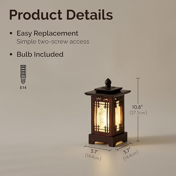 Antique Alive Traditional Korean Wood Lamp | Handmade Asian Oriental Table - Image 5