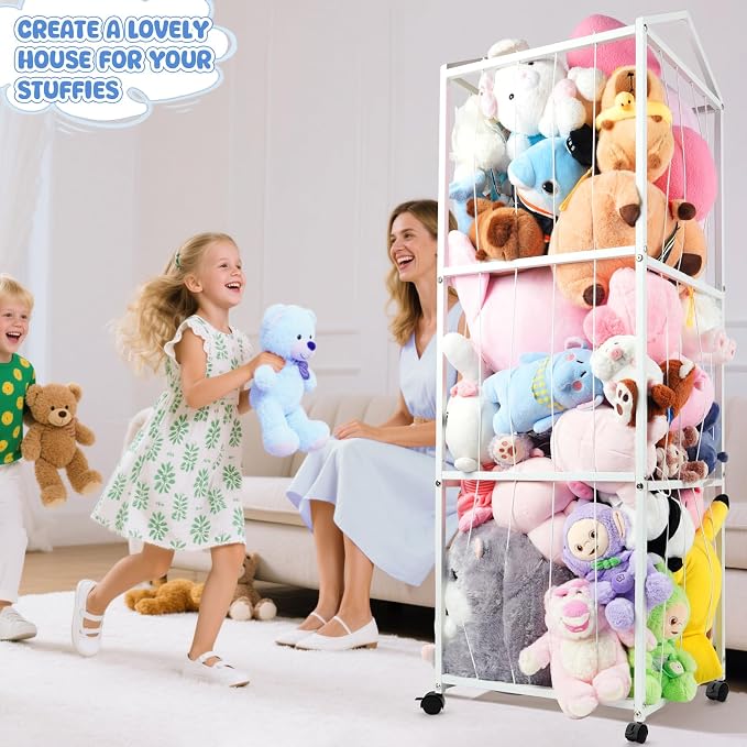 NomNest Stuffed Animal Storage Zoo, Large Metal Plushies Organizer, Heavy Duty - Image 2