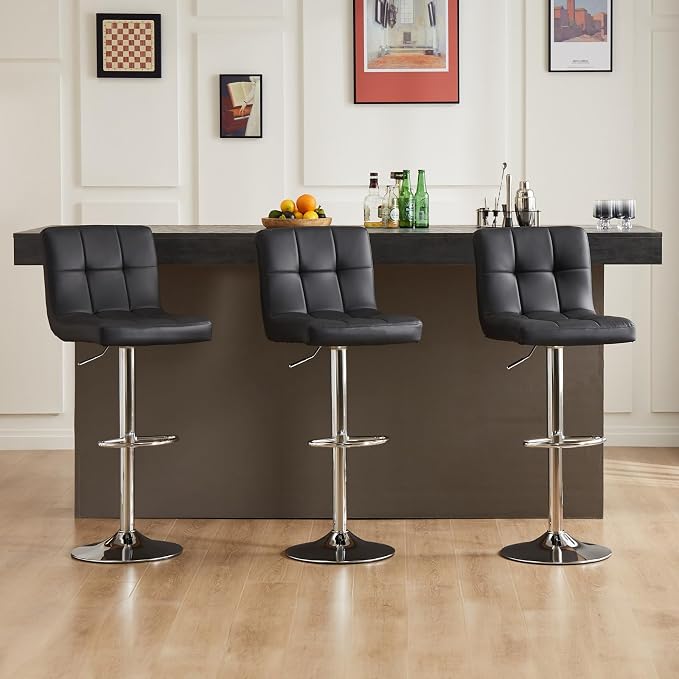 DUMOS Bar Stools Set of 4, 24 inch Counter Height Bar Stools, Upholstered - Image 7