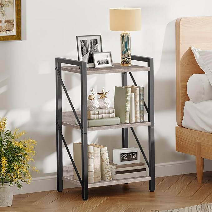 HOOBRO Bookshelf, 3-Tier Industrial Bookcase, Book Shelf Storage Organizer - Image 5