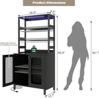 Aheaplus Bar Cabinet with Power Outlets, Coffee Bars Station - Image 2