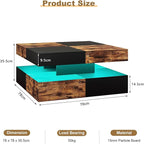 HedoAjim LED Coffee Table for Living Room, Living Room Table 2-Tier Square - Image 5