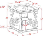 26.3'' Dark Brown Retro Wooden End Coffee Table - Image 2