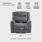 Lexicon Manual Recliner Chair, Polished Microfiber Reclining Sofa Chair - Image 4