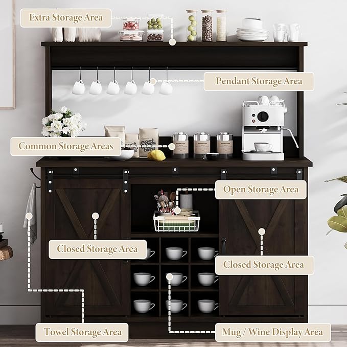 4ever2buy Farmhouse Coffee Bar Cabinet - Image 5