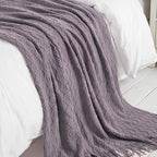 BOURINA Dark Lavender Throw Blanket 50 x90 Inches Textured Solid Soft Sofa - Image 4