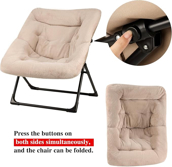 Comfy Saucer Chair for Adults, Soft Faux Fur Bedroom Chair, Accent Dorm Chairs - Image 8