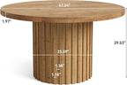 47" Solid Wood Dining Table for 4-6, Farmhouse Round Kitchen Table - Image 2