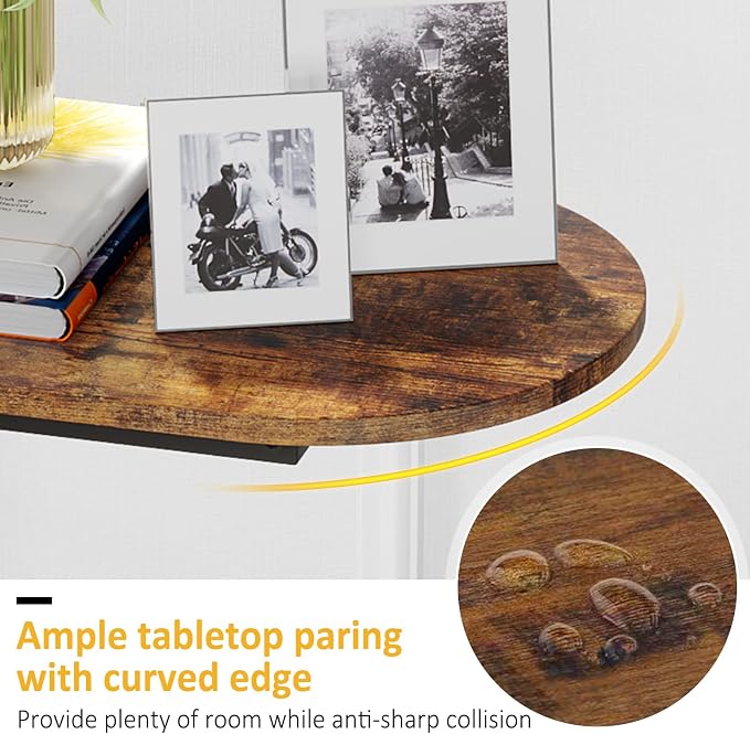 Hosfais Side Table Small End Table, C-Shaped Wood Sofa Table - Image 5