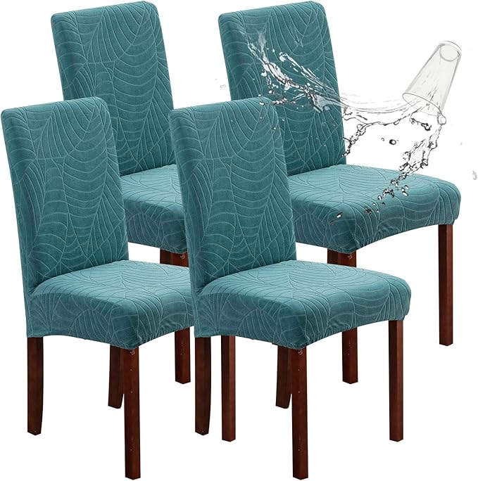 Genina Waterproof Chair Covers for Dining Room, Stretch Jacquard Dining Chair by Genina