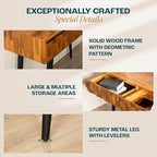 Bme Console Modern Mid-Century 2 Drawers and Metal Legs, Unique Geometric - Image 4