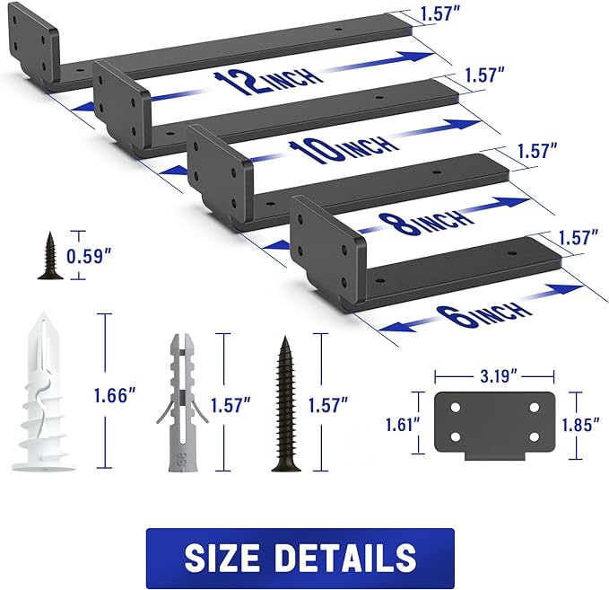 Goovilla Shelf Bracket, Heavy Duty Floating Shelf Brackets 10 inch Long - Image 3
