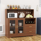 Auromie Wine Bar Cabinet with LED Light, Home Coffee Cabinet with Wine and - Image 7