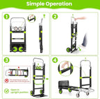 3-in-1 Folding Hand Trucks, 600Lbs Convertible Hand Truck Dolly, Heavy Duty - Image 4