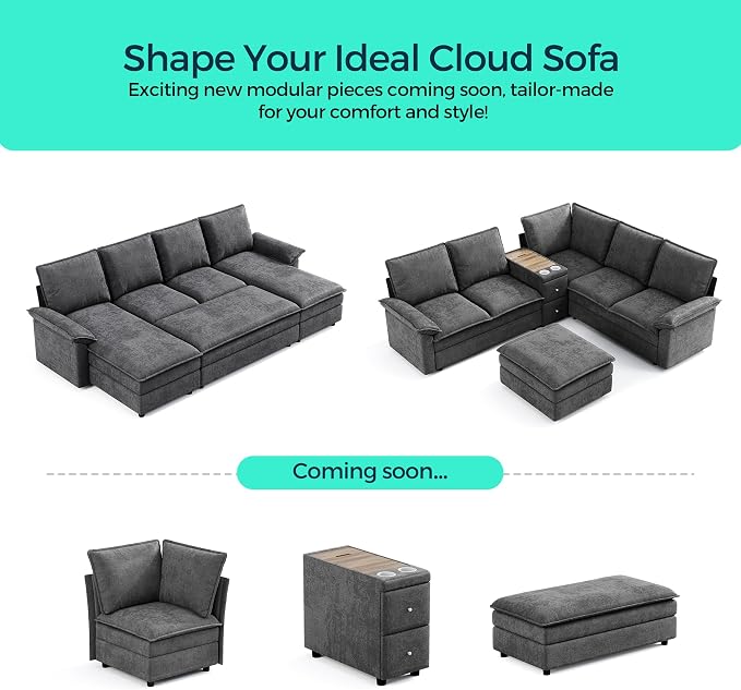 LINSY HOME Chaise Modular for Sectional Sofa, Cloud Sofa Lounge - Image 8