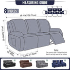 TAOCOCO Recliner Sofa Covers 8-Pieces Stretch Large Couch Covers - Image 5