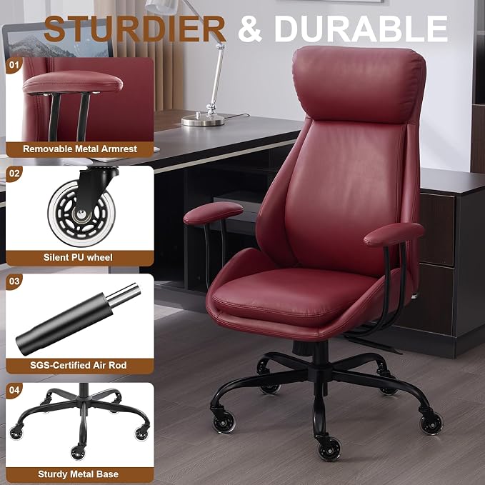E-Motie Office Chair, Leather Desk Chair - Image 7