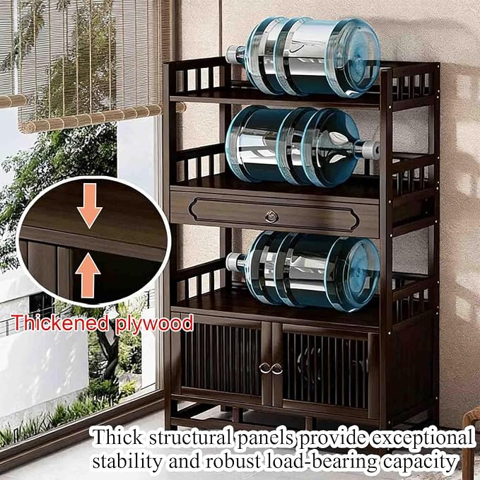 Bamboo Storage Cabinet with Drawer, Tea Set/Book/Decorative Items Storage Rack - Image 6
