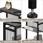 Small Side Table Set of 2 for Small Space, 3-Tier Narrow End Tablewith Magazine - Image 6