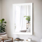 White Wood Mirror for Bathroom, Rectangle Rustic 30 x 40 inch Vanity Mirror for - Image 2