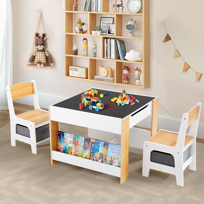 Asweets Kids Table and Chair Set, 4 in 1 Toddler Desk by Asweets