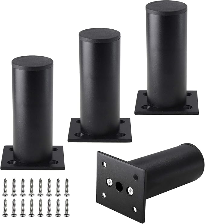 Set of 4 Furniture Legs 4 Inch, Adjustable Aluminum Alloy Cabinet Legs by Kyuionty