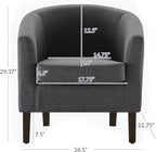 BELLEZE Living Room Chair, Linen Round Accent Barrel Chair, Club Tub Sofa Chair - Image 2