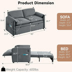 63" Velvet 3 in 1 Convertible Sleeper Sofa Bed, Pull Out Couch Bed Loveseat - Image 2