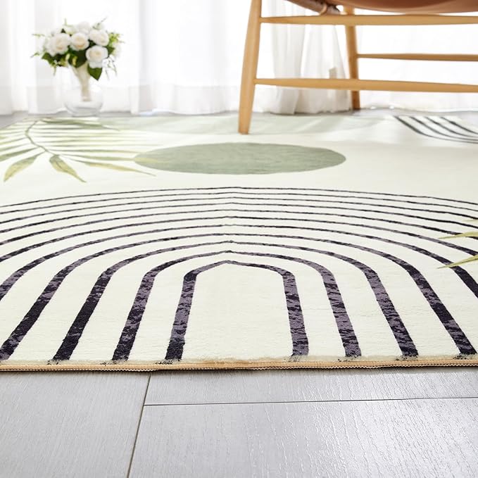 RoomTalks Mid Century Modern Washable Rug Stain Resistant, Boho Cute Aesthetic - Image 5