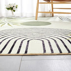 RoomTalks Mid Century Modern Washable Rug, Abstract Tropical Leaves Non Slip - Image 5