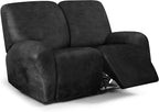 ANARACHON Leather Look Loveseat Recliner Cover, 6-Pieces Stretch Dual Recliner by ANARACHON