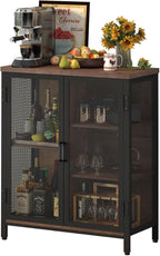 BON AUGURE Coffee Bar Cabinet for Liquor, Small Storage Cabinet for Home Kitchen - Image 9