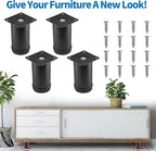 4 Inch Metal Furniture Legs Stainless Steel Adjustable Legs Black Metal Legs - Image 2
