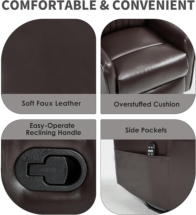 Trustyue Swivel Rocker Recliner Chair, 360° Swivel Recliner - Image 5