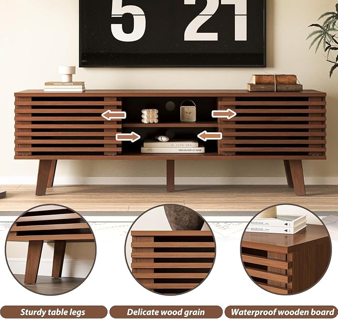 MAISONARIA Living Room Table Sets of 2, Mid Century Coffee Table & Dresser TV - Image 6