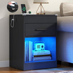 Gyfimoie Led Night Stand with Charging Station & RFID Lock Cabinet, Smart - Image 9