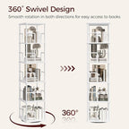 MAHANCRIS 5-Tier Rotating Bookshelf, Freestanding Corner Bookshelf, 360° - Image 4