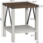 Treocho Farmhouse End Table Set of 2, Rustic Vintage Nightstand Side Table - Image 3