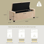 GRAINELL Storage Ottoman Bench, Upholstered Tufted Bedroom Bench - Image 2